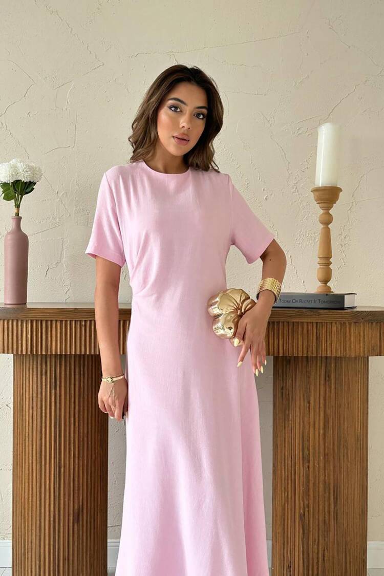 Elegant A-Line Maxi Dress With Crew Neck