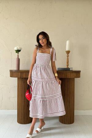 White Striped Sleeveless Slip Dress - Brand: Elisa - Women's Clothing Wholesale - Globality Store