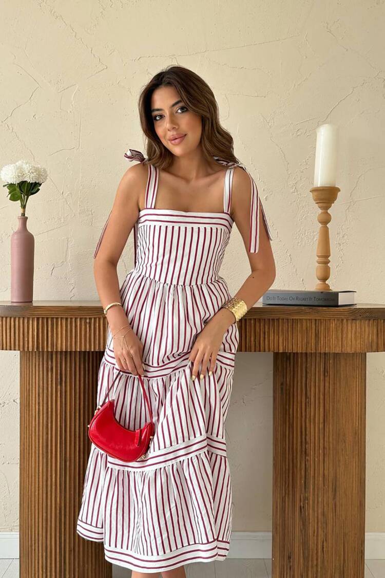 White Striped Sleeveless Slip Dress