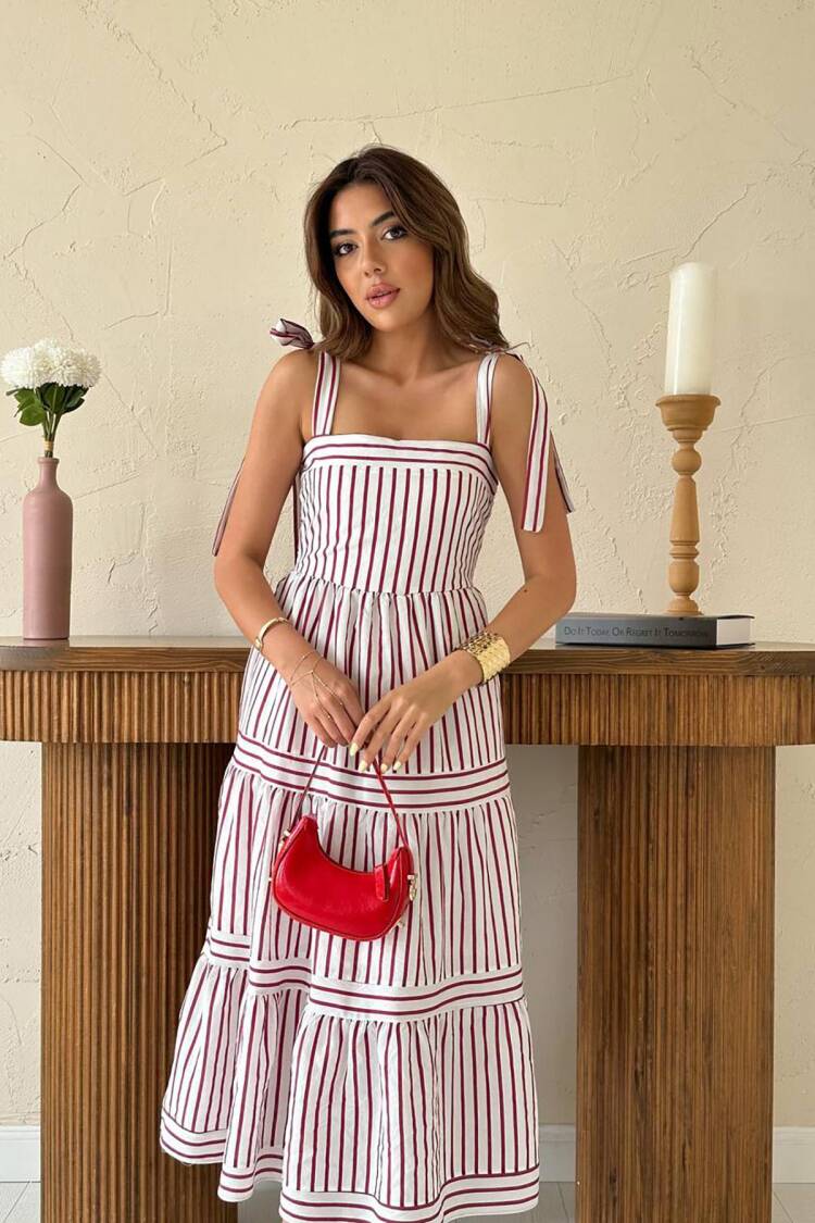 White Striped Sleeveless Slip Dress