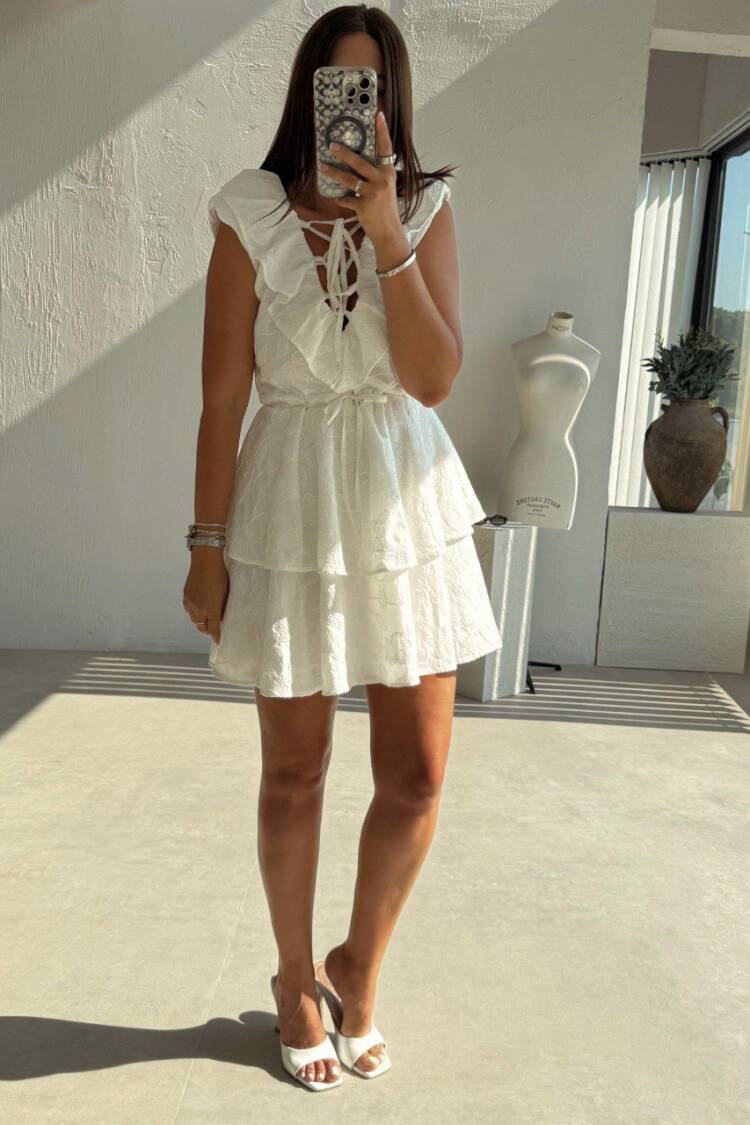 White Fit And Flare Mini Dress