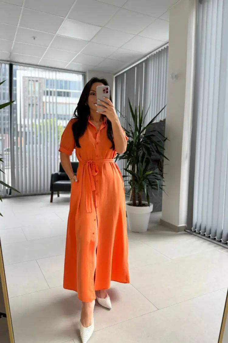 Casual Elegant Formal Modest Shirt Dress Maxi - Brand: Cream Rouge - Women's Clothing Wholesale - Globality Store