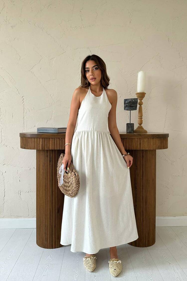 Sleeveless Halter Neck Maxi Blazer Dress - Brand: Elisa - Women's Clothing Wholesale - Globality Store