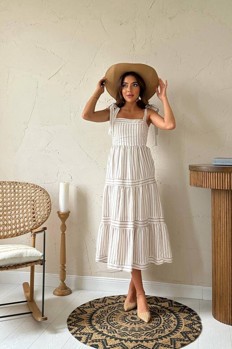 A-Line Striped Sleeveless Dress