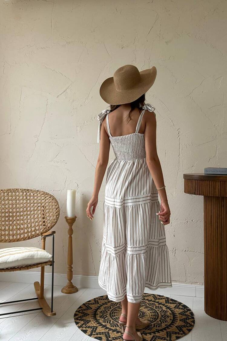 A-Line Striped Sleeveless Dress