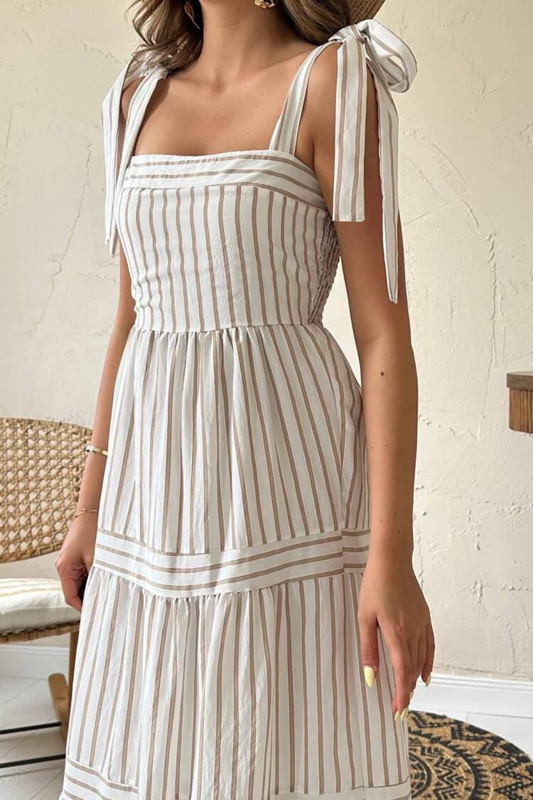 A-Line Striped Sleeveless Dress