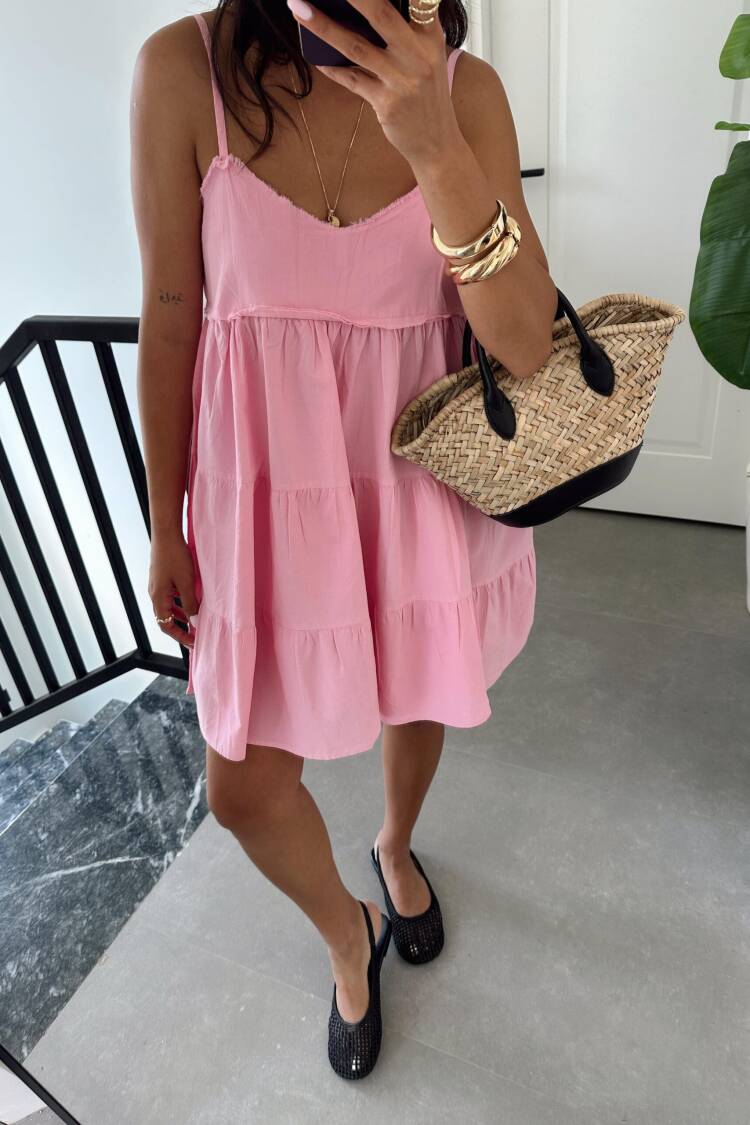 Babydoll Mini Dress With V-Neck And Cap Sleeves