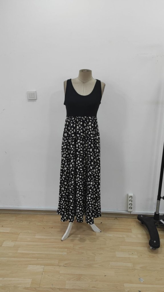 Black Polka Dot Fit And Flare Dress