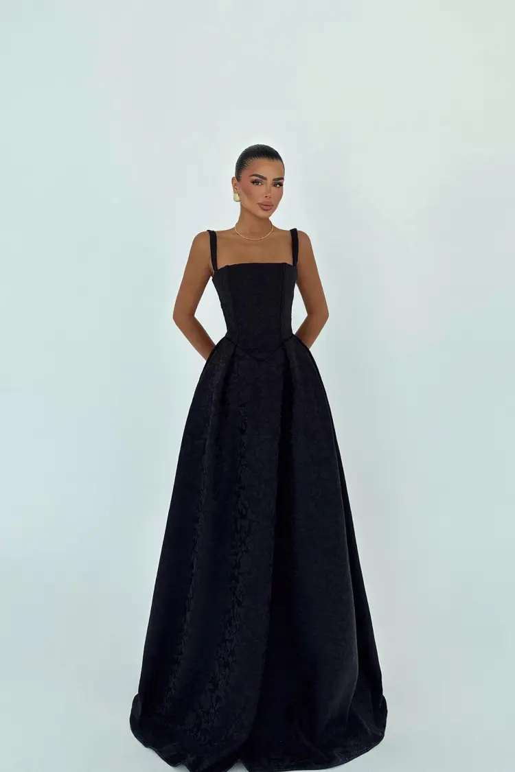 Elegant Black Fit And Flare Dress - Brand: EYYO ATELIER - Women's Clothing Wholesale - Globality Store