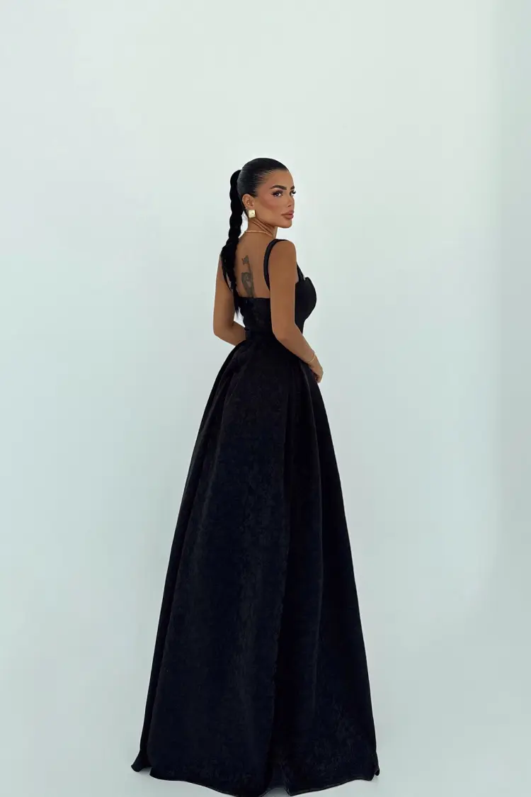 Elegant Black Fit And Flare Dress