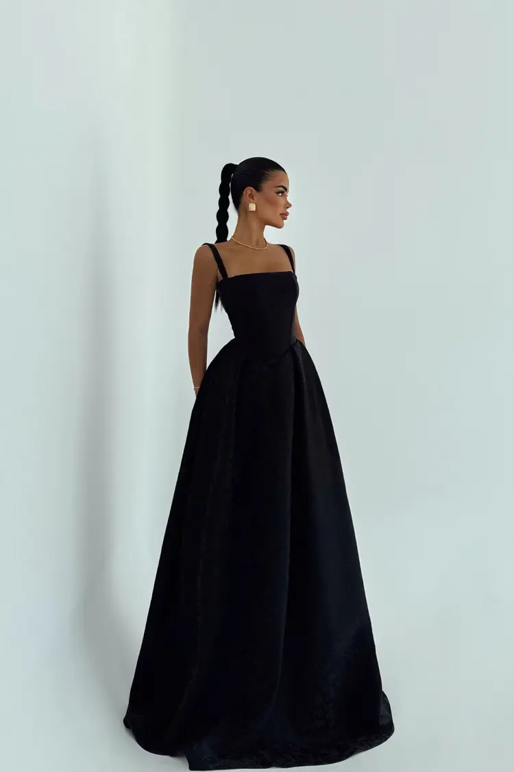 Elegant Black Fit And Flare Dress