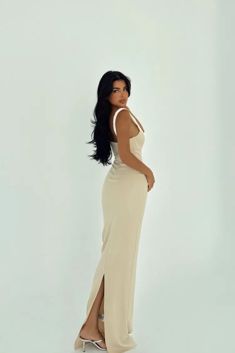 Sexy Elegant Formal Glam Bodycon Dress Sleeveless Square Neck Floor Length