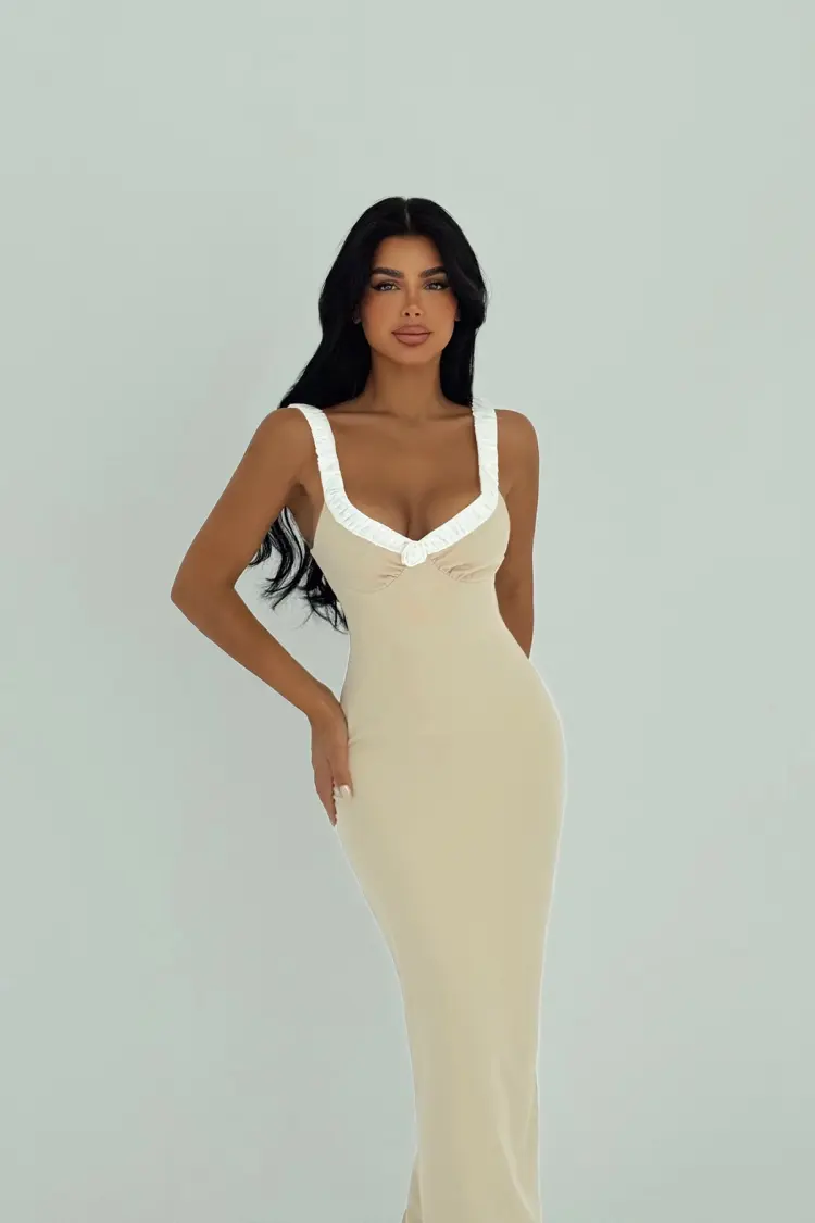 Sexy Elegant Formal Glam Bodycon Dress Sleeveless Square Neck Floor Length