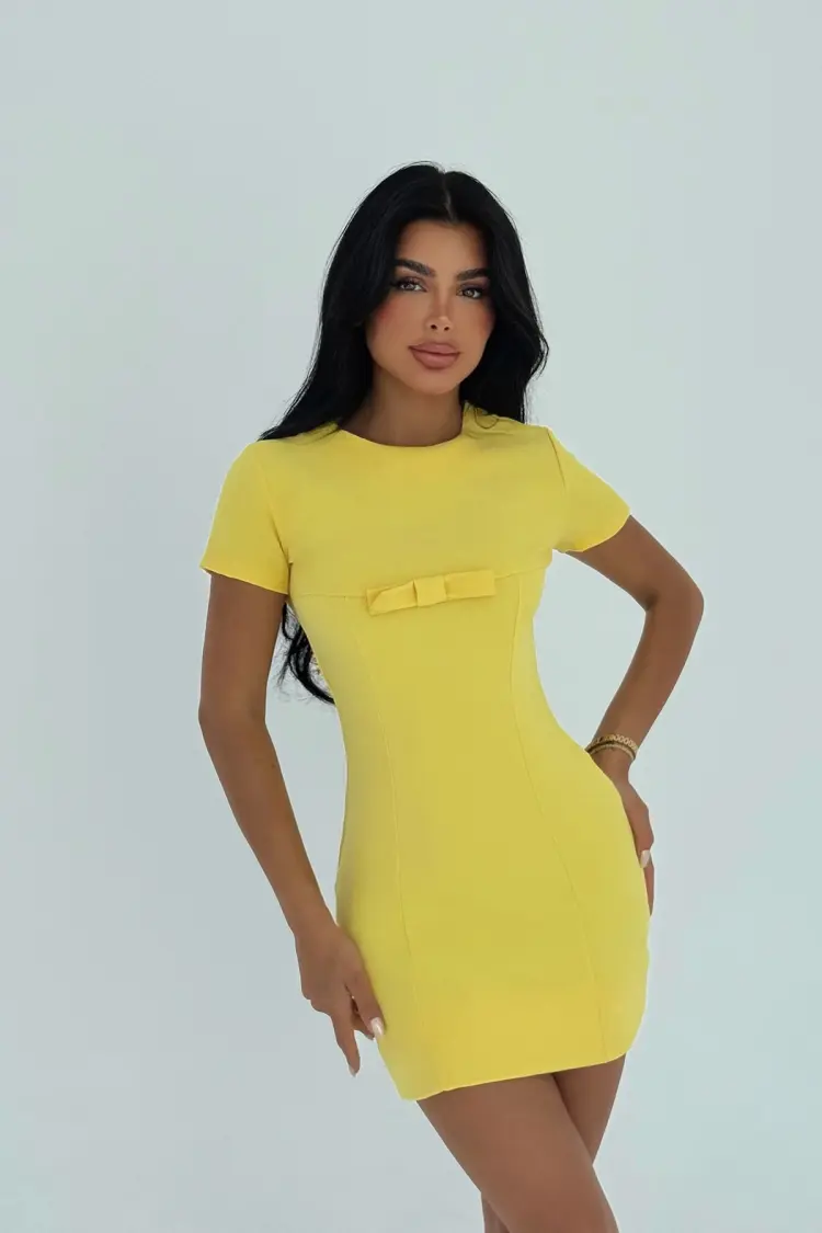 Bodycon Mini Dress With Short Sleeves - Brand: EYYO ATELIER - Women's Clothing Wholesale - Globality Store