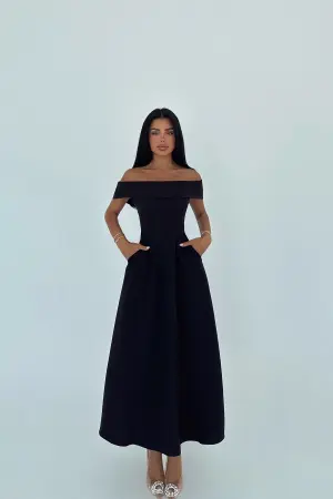 ElegantA-Line Dress Off Shoulder Neck - Brand: EYYO ATELIER - Women's Clothing Wholesale - Globality Store