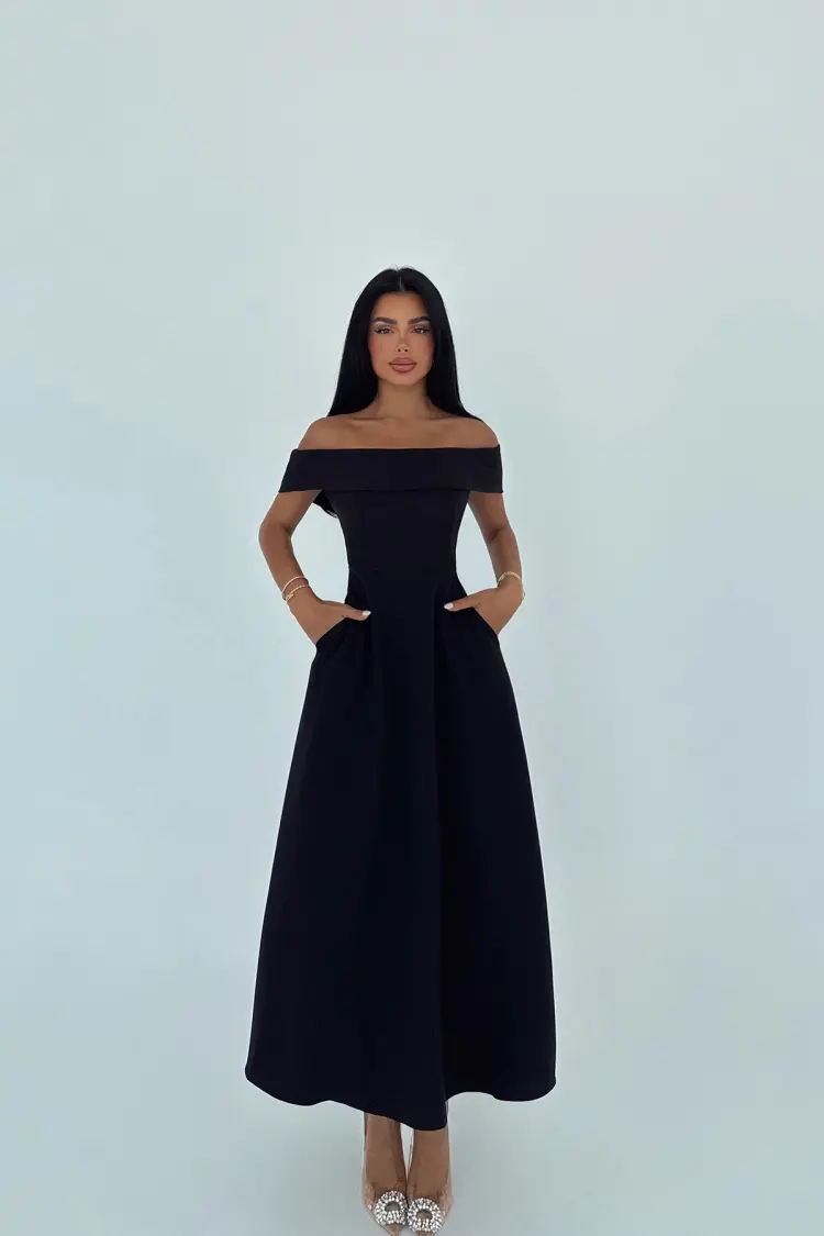 ElegantA-Line Dress Off Shoulder Neck - Brand: EYYO ATELIER - Women's Clothing Wholesale - Globality Store