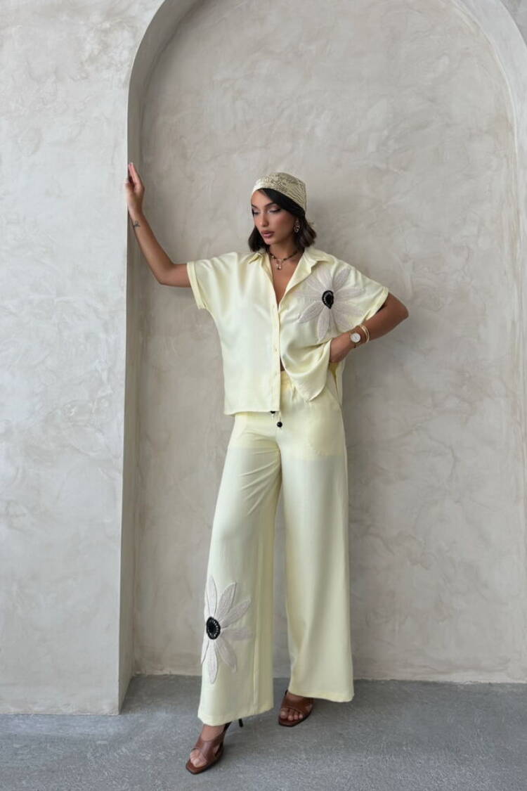 Beige Palazzo Pants With Wide Leg And Drawstring