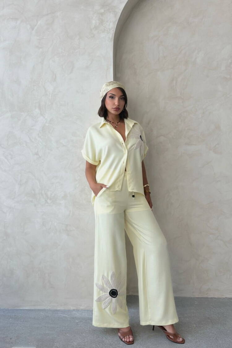 Beige Palazzo Pants With Wide Leg And Drawstring