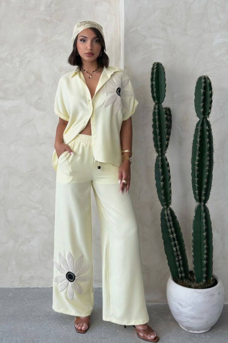 Beige Palazzo Pants With Wide Leg And Drawstring - Brand: Topshow - Women's Clothing Wholesale - Globality Store