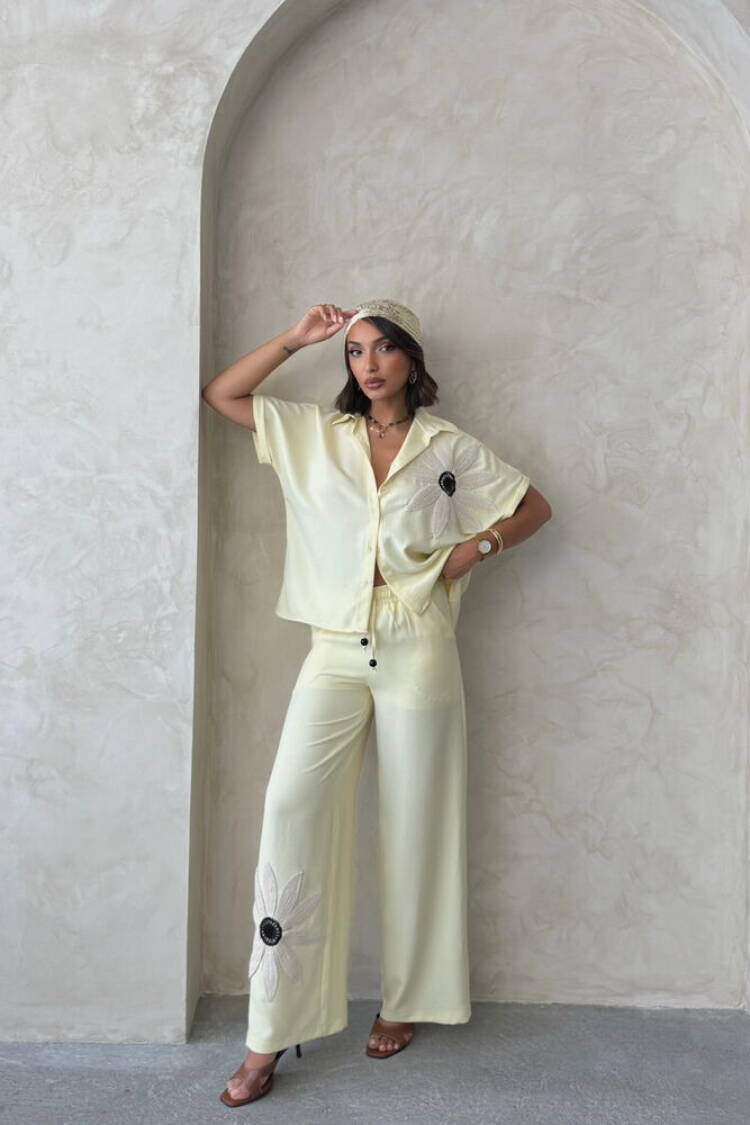 Beige Palazzo Pants With Wide Leg And Drawstring