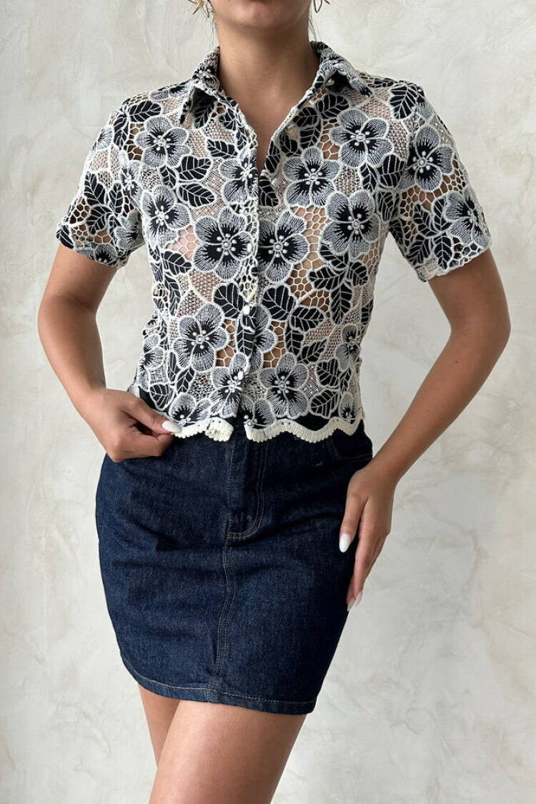 Elegant White Slim Fit Floral Shirt