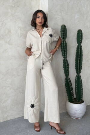 Beige Palazzo Pants With Drawstring Closure - Brand: Topshow - Women's Clothing Wholesale - Globality Store