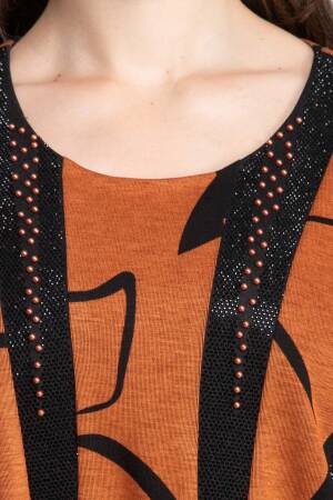 Elegant Orange A-Line Dress With Floral Pattern - Brand: GUMANIZE - Women's Clothing Wholesale - Globality Store