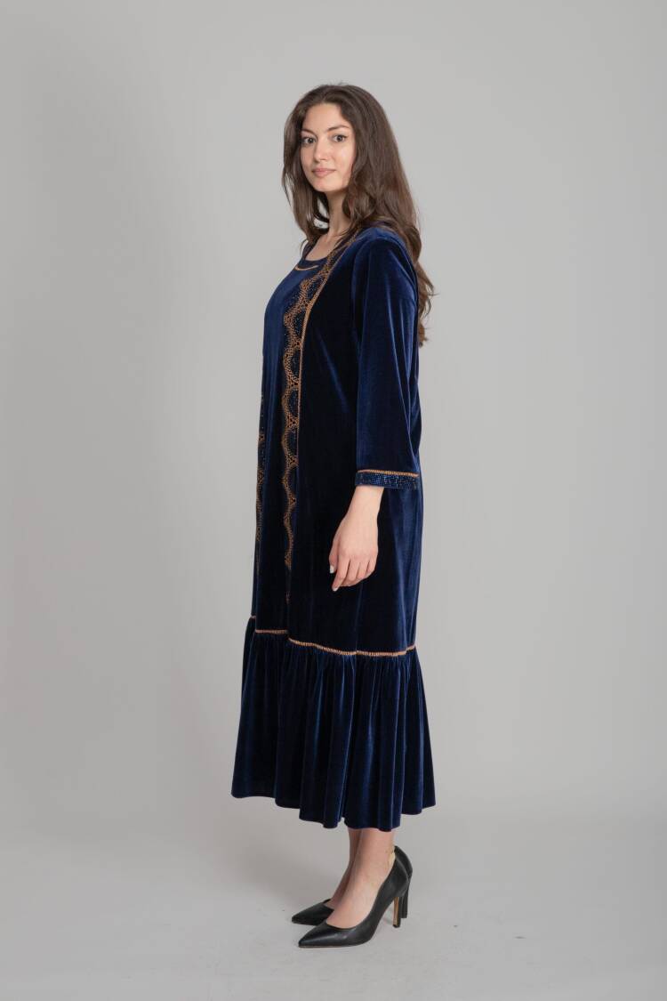 NavyElegant A-Line Midi Dress