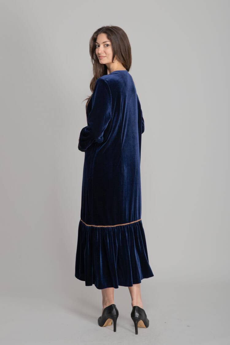 NavyElegant A-Line Midi Dress