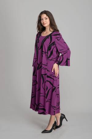 Purple Elegant A-Line Dress With Regular Sleeves - Brand: GUMANIZE - Women's Clothing Wholesale - Globality Store
