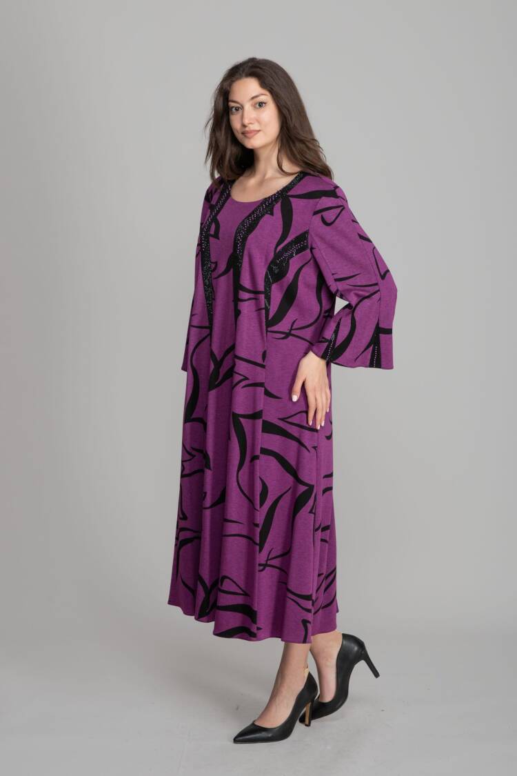 Purple Elegant A-Line Dress With Regular Sleeves