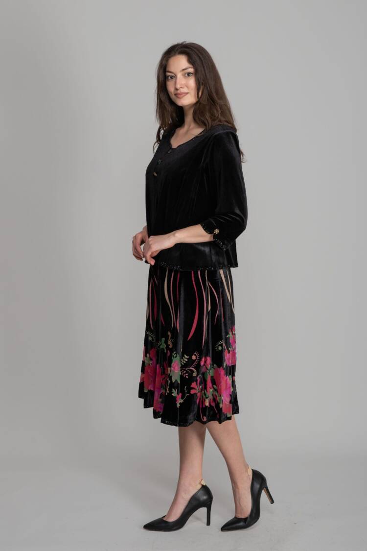 Black Elegant Fit And Flare Midi Dress