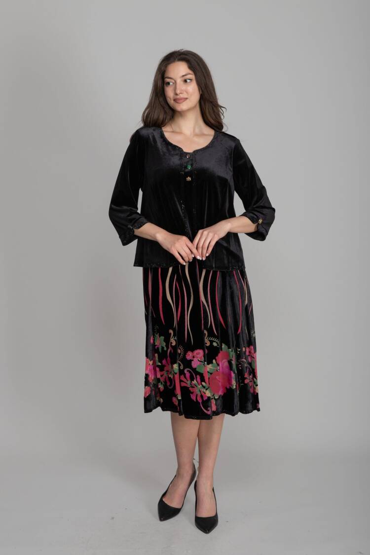 Black Elegant Fit And Flare Midi Dress