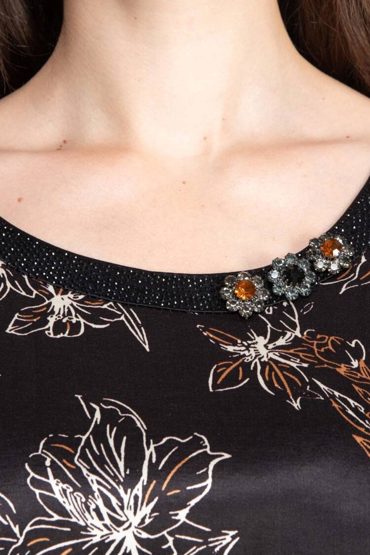 Black Elegant Formal Floral Smock Dress