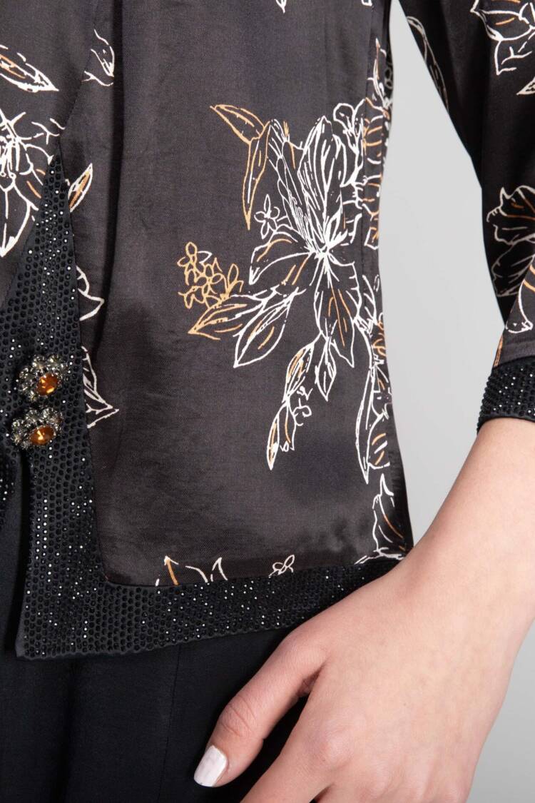 Black Elegant Formal Floral Smock Dress