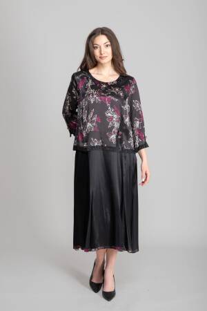 Black Elegant A-Line Midi Dress With 3/4 Sleeves - Brand: GUMANIZE - Women's Clothing Wholesale - Globality Store