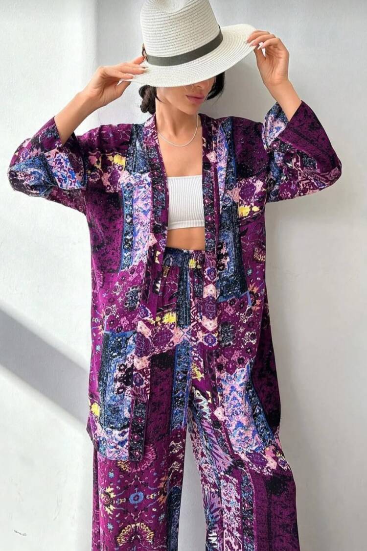 Elegant Kimono With Floral Patchwork Design - Brand: My Jest Fashion - Women's Clothing Wholesale - Globality Store