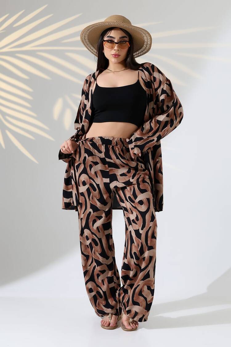 Black Kimono With Oversized Fit And Brush Stroke Pattern - Brand: My Jest Fashion - Women's Clothing Wholesale - Globality Store