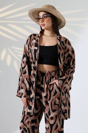 Black Kimono With Oversized Fit And Brush Stroke Pattern - Brand: My Jest Fashion - Women's Clothing Wholesale - Globality Store