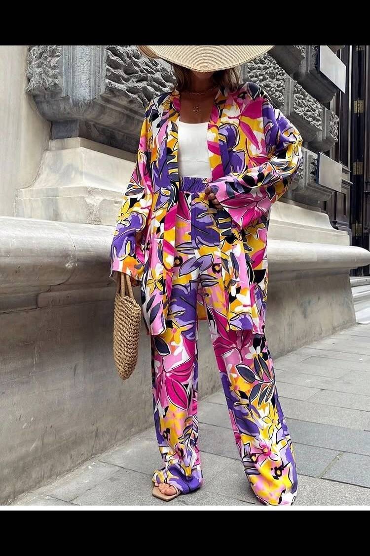 Purple Boho Kimono With Floral Pattern - Brand: My Jest Fashion - Women's Clothing Wholesale - Globality Store