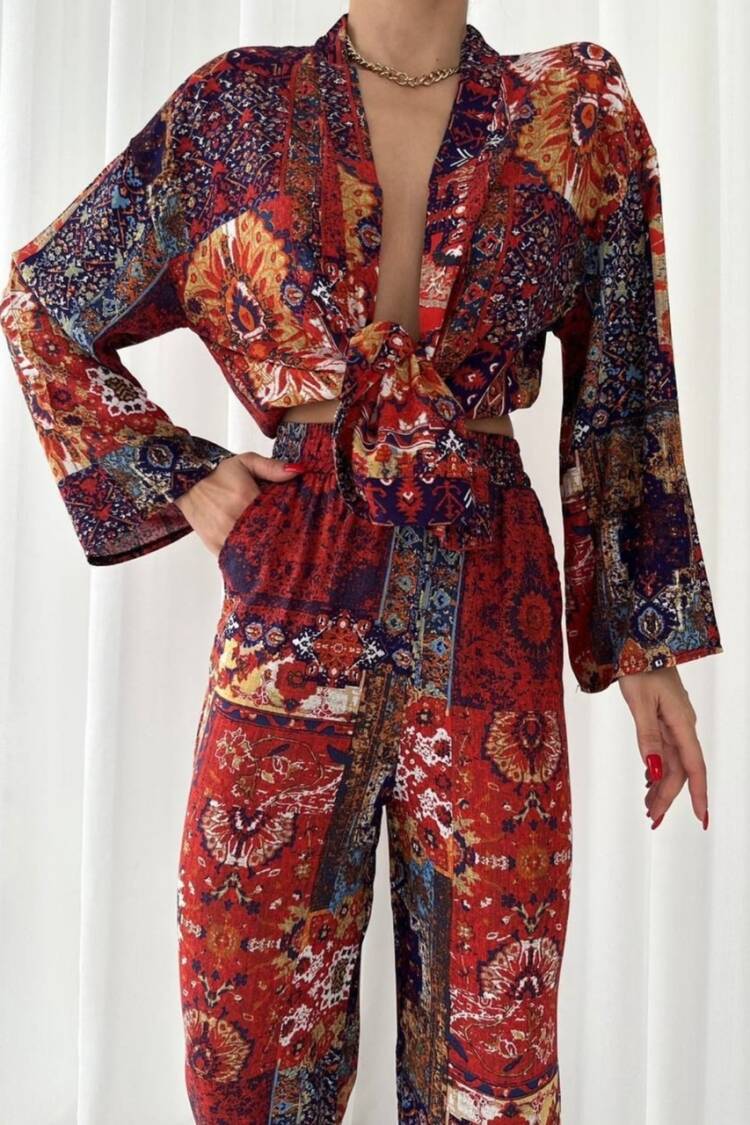 Boho Tie Closure Patchwork Set - Brand: My Jest Fashion - Women's Clothing Wholesale - Globality Store