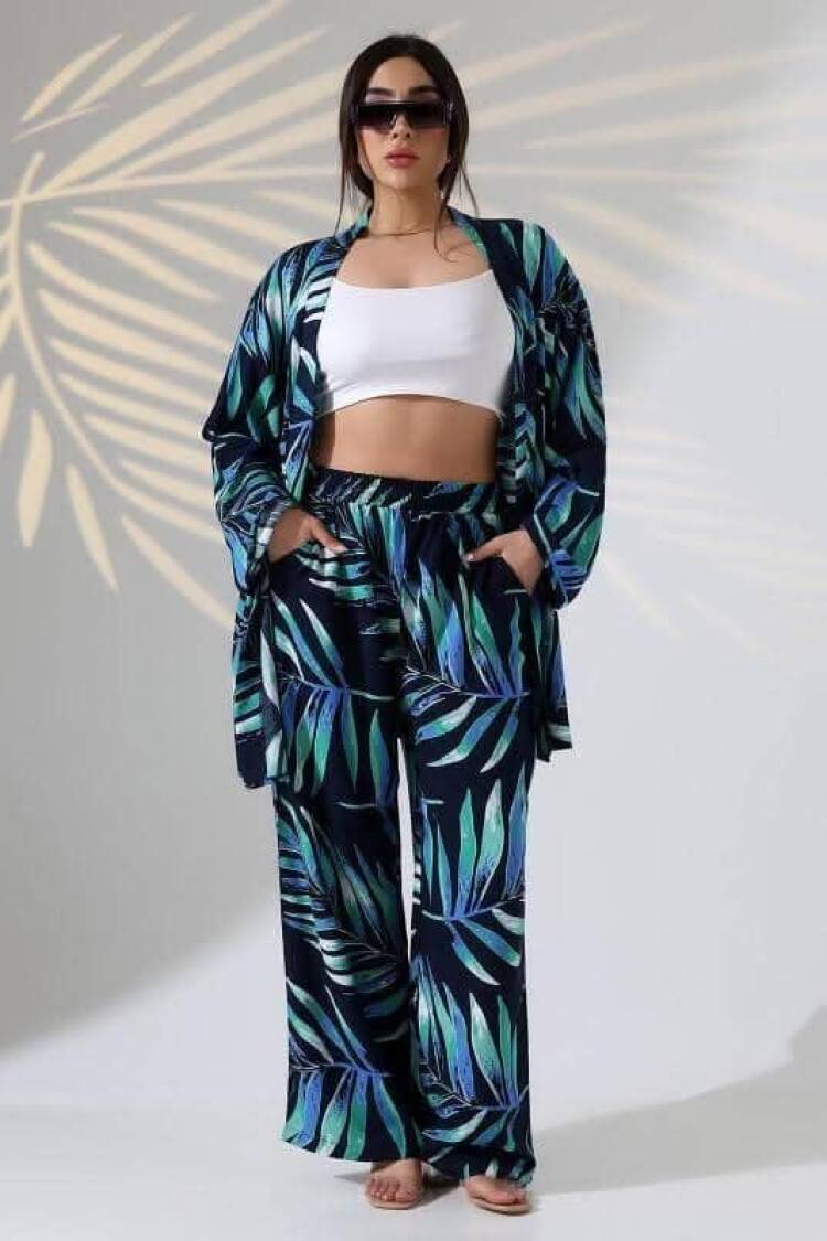 Blue Tropical Boho Casual Set - Brand: My Jest Fashion - Women's Clothing Wholesale - Globality Store