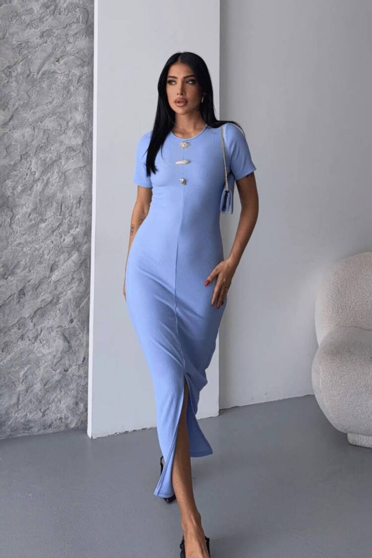 Elegant Bodycon Dress With Short Sleeves - Brand: Fiori - Women's Clothing Wholesale - Globality Store