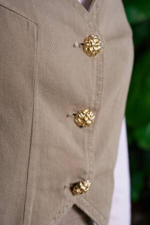 Beige Modest Buttoned Vest With Regular Fit - Brand: XLove - Women's Clothing Wholesale - Globality Store