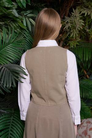 Beige Modest Buttoned Vest With Regular Fit - Brand: XLove - Women's Clothing Wholesale - Globality Store