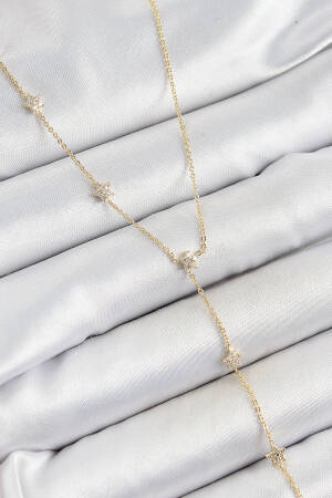 Brass Zircon Stone Sequined Star Figured Y Model Gold Color Women Necklace - Brand: Ebijuteri - Women's Clothing Wholesale - Globality Store
