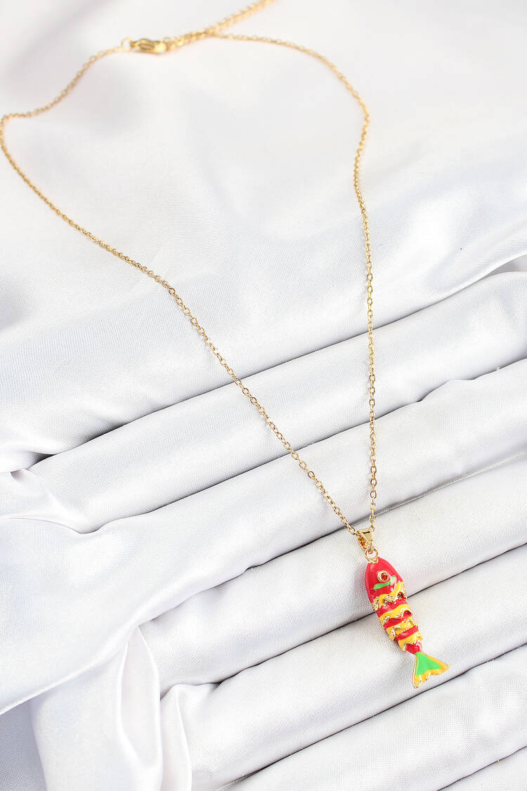 316l Steel Chain Mixed Color Fish Model Gold Women Necklace