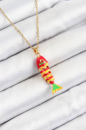 316l Steel Chain Mixed Color Fish Model Gold Women Necklace - Brand: Ebijuteri - Women's Clothing Wholesale - Globality Store
