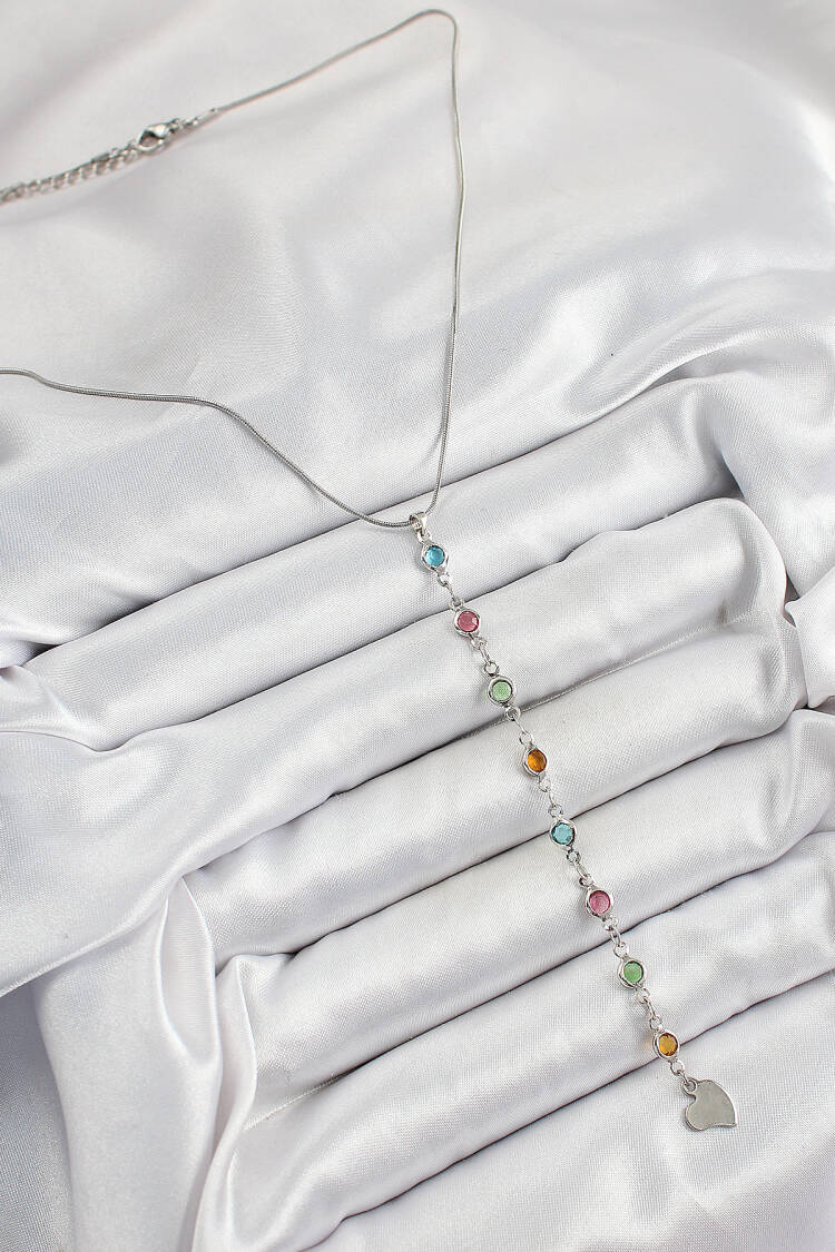 Brass Silver Color Mixed Color Zircon Stone Y Women Necklace
