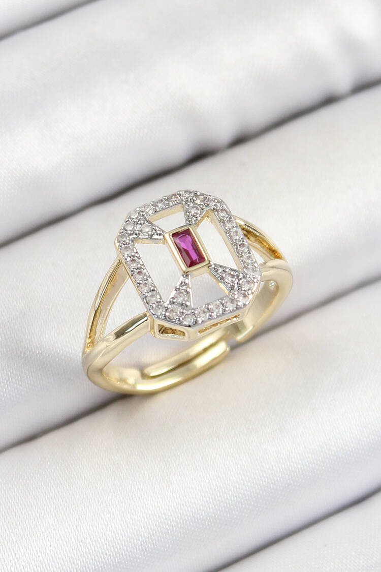 Brass Zircon Stone Baguette Model Gold Color Women Ring - Brand: Ebijuteri - Women's Clothing Wholesale - Globality Store